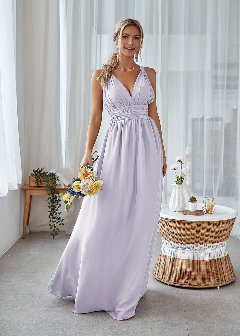 Long Backless Bridesmaid Dress