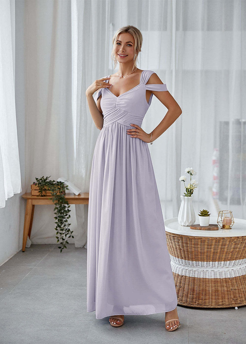 A-line Straps Maxi Dress