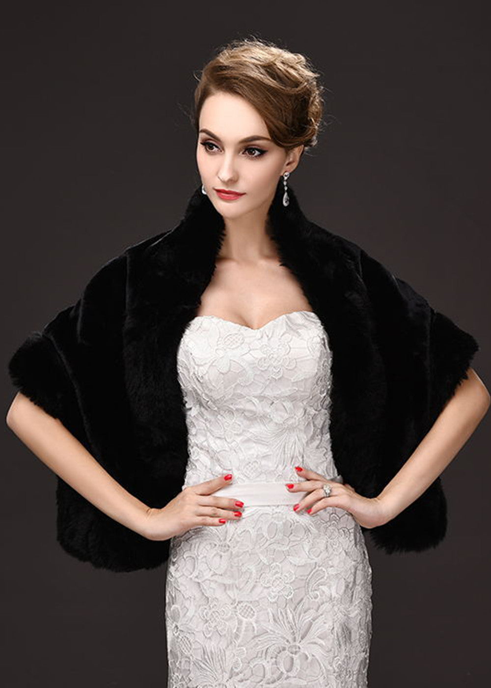 Black Evening Dress Faux Fur Wrap Faux Fur Shawl Bridal Wrap Wedding Shrug Bridal Shrug Faux Fur Cape Leely