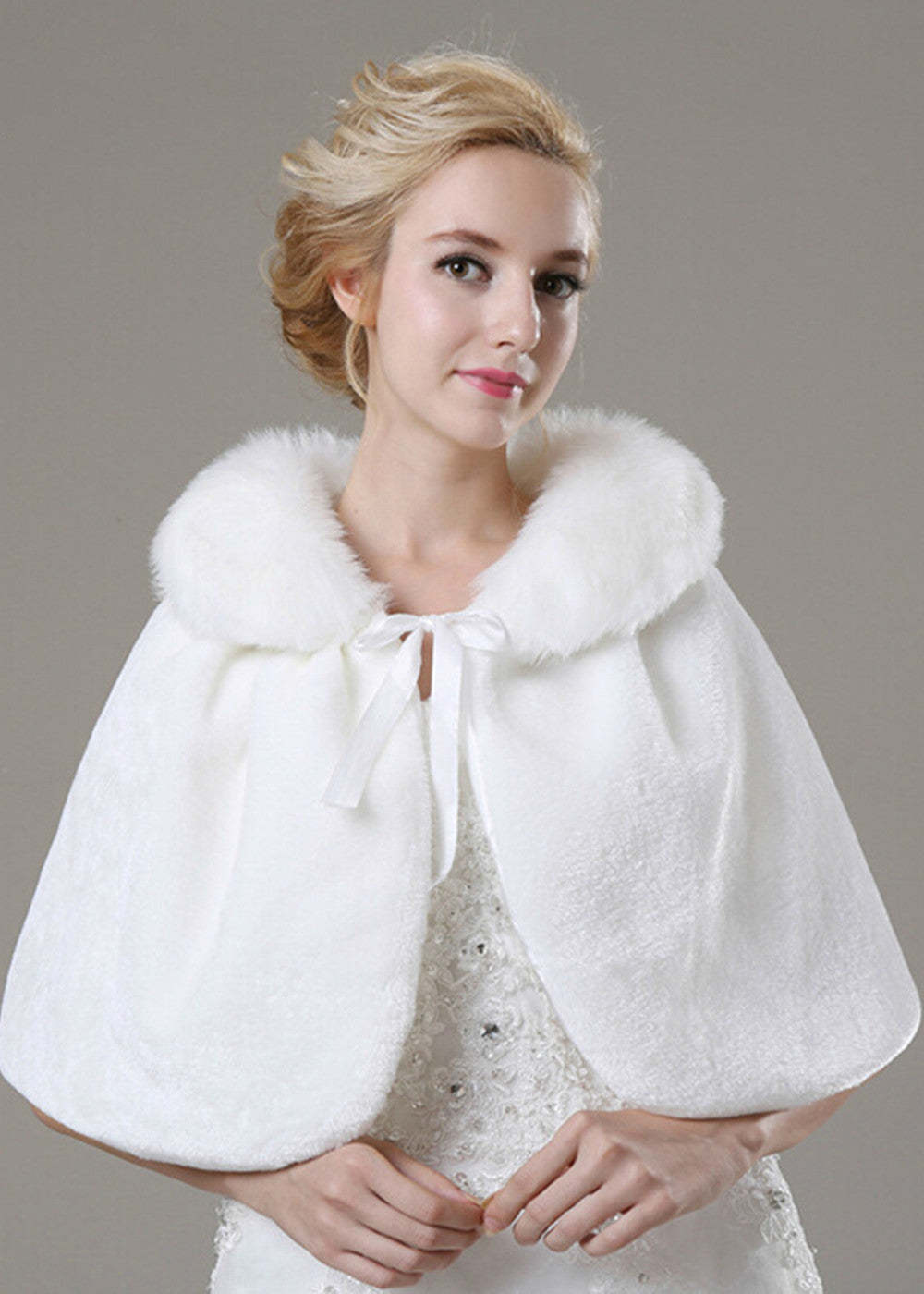 White Bridal Faux Fur Wrap