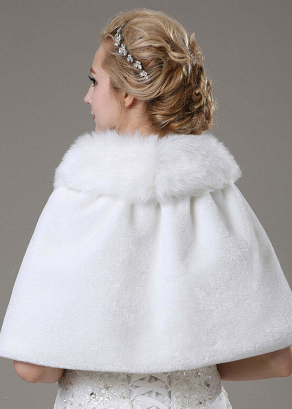 White Bridal Faux Fur Wrap