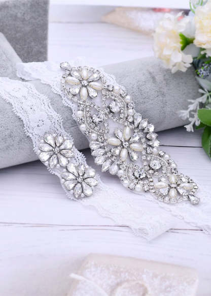 Crystal Rhinestones Wedding Garter Set, Wedding Garter, Lace Wedding Garter Set, Bridal garter set, Silver Bridal Garter