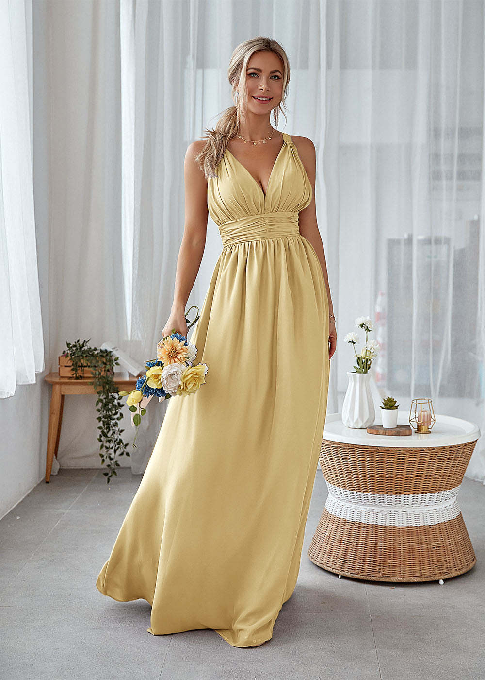 Long Backless Bridesmaid Dress