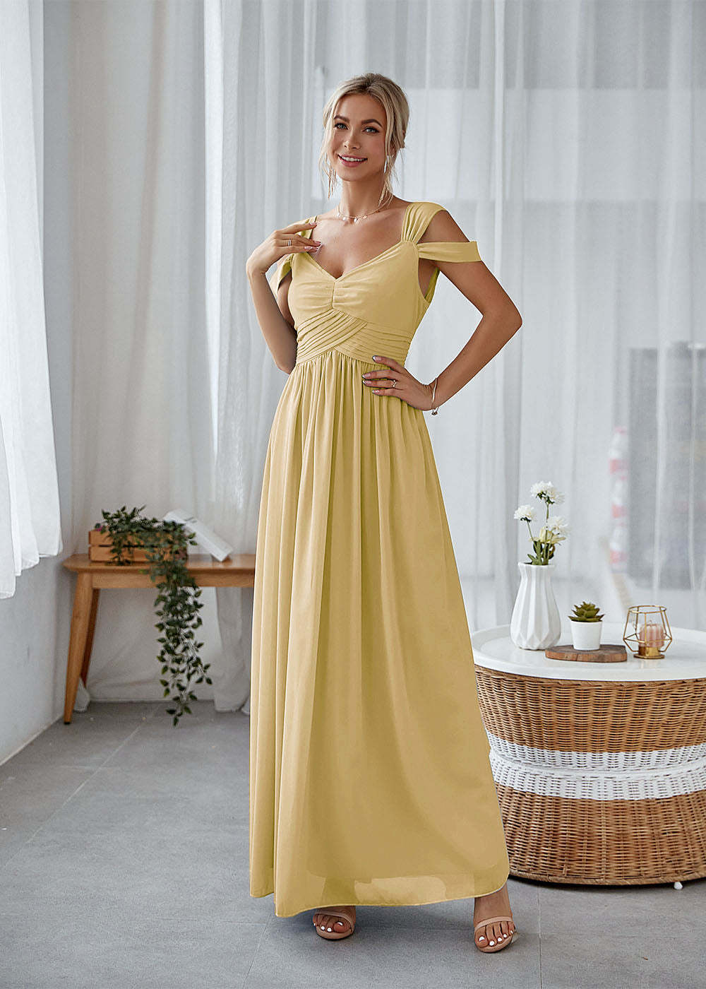 A-line Straps Maxi Dress