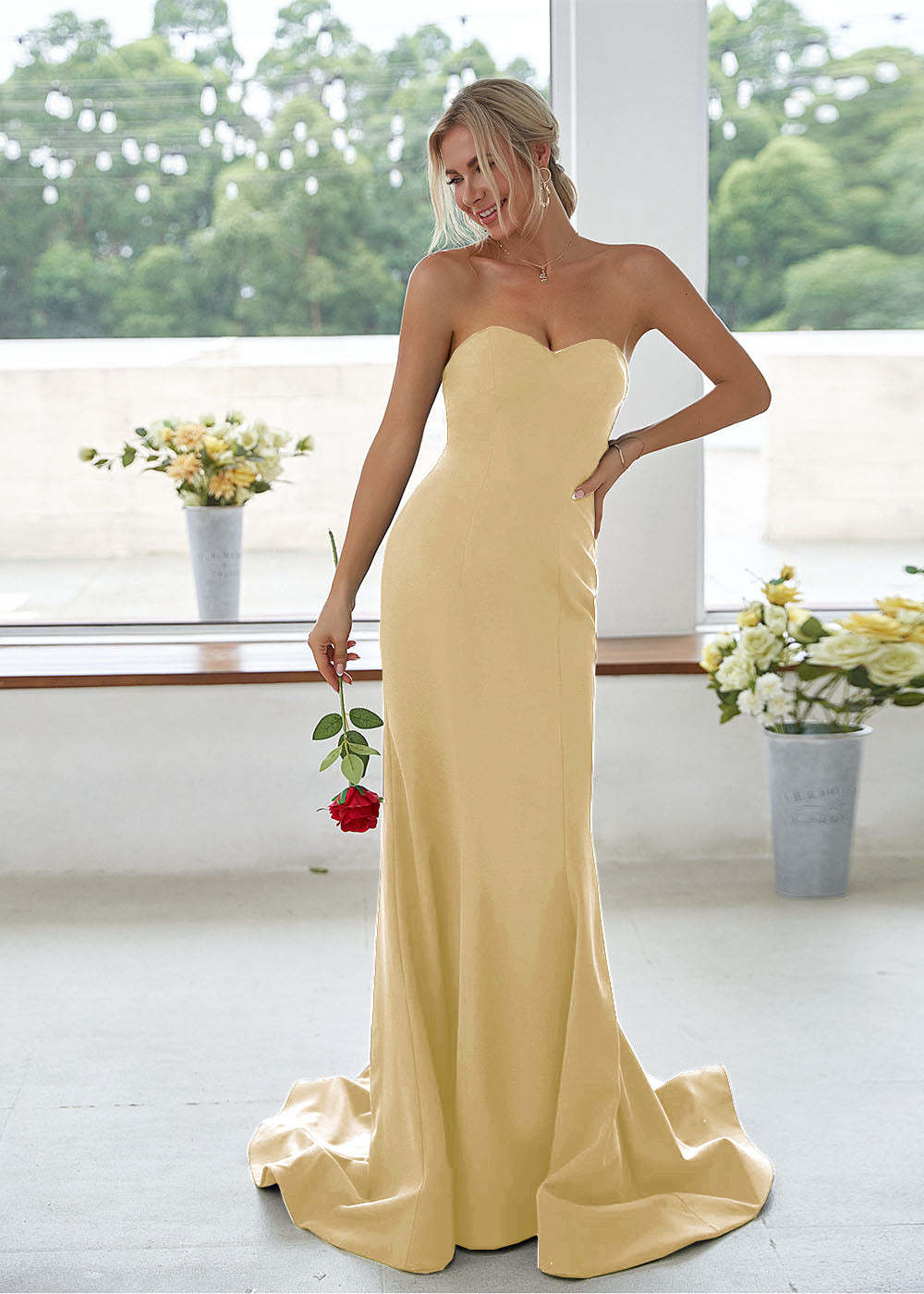 Sweetheart Long Mermaid Bridesmaid Dress