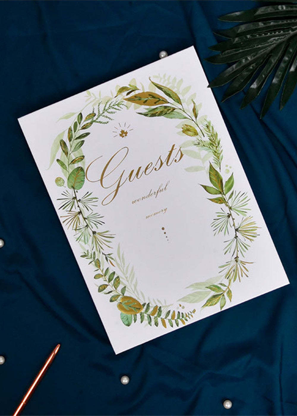 Green Floral Weddinng Guset Book