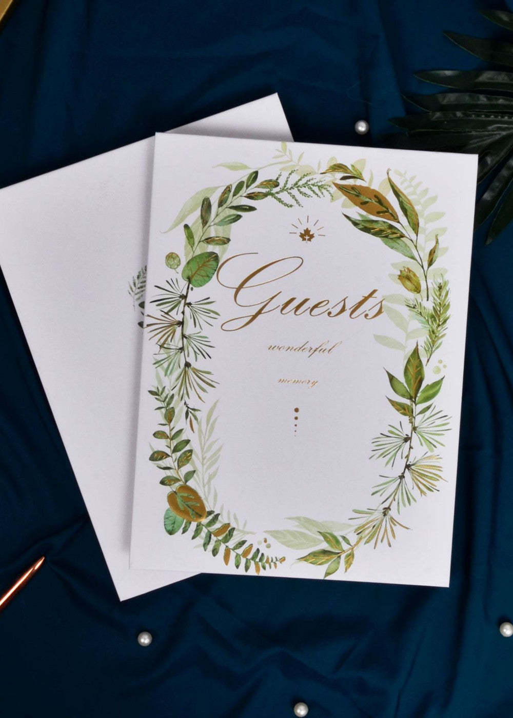 Green Floral Weddinng Guset Book