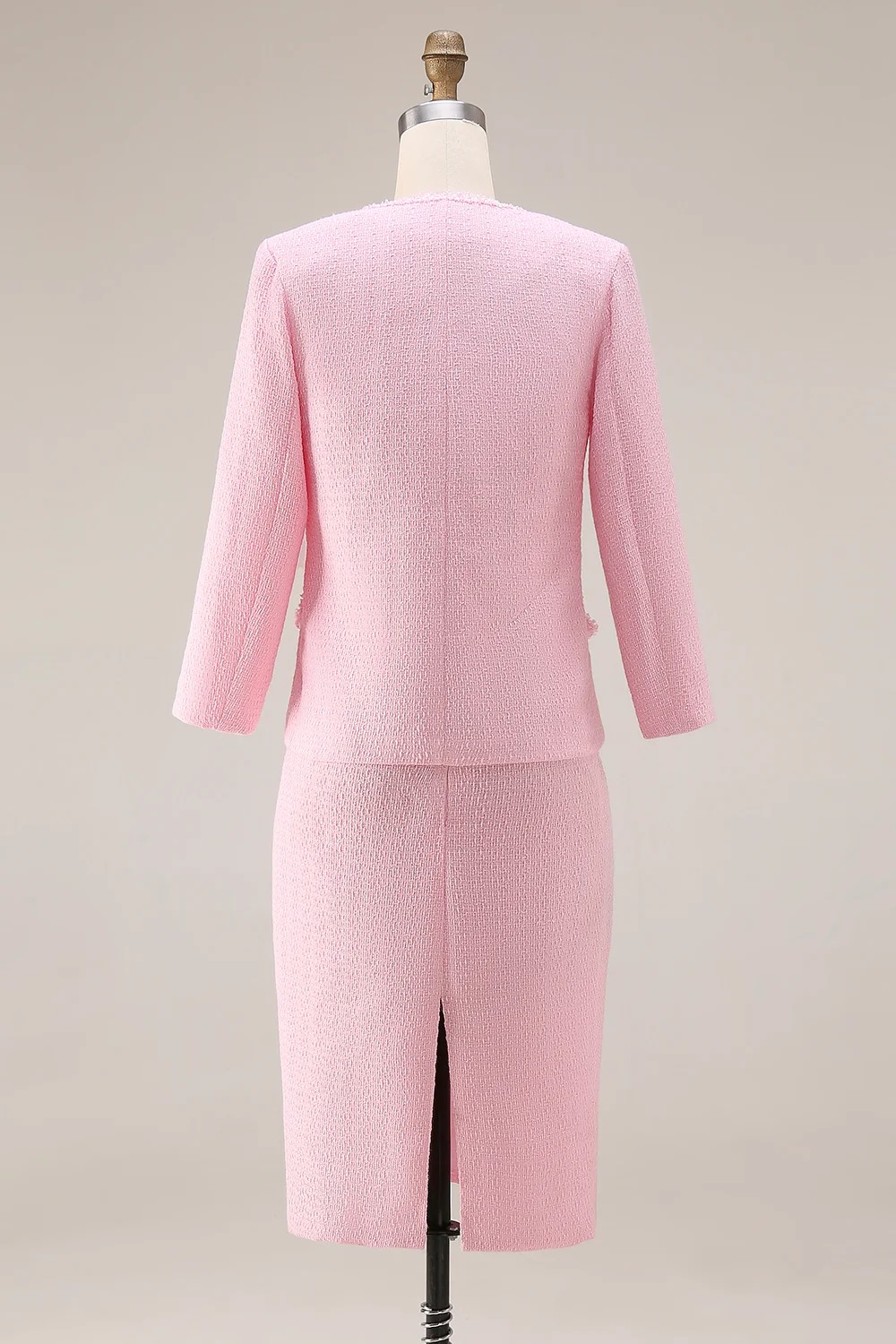 Pink Round Neck 2 Piece Pencil Midi Homecoming Outfits