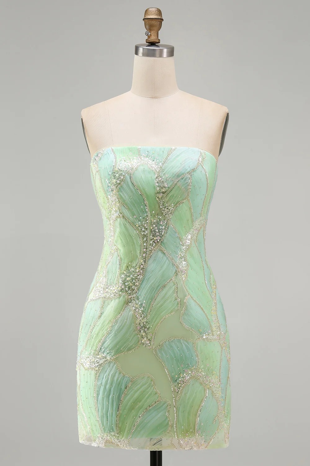 Sparkly Mint Green Sequin Bodycon Short Homecoming Dress
