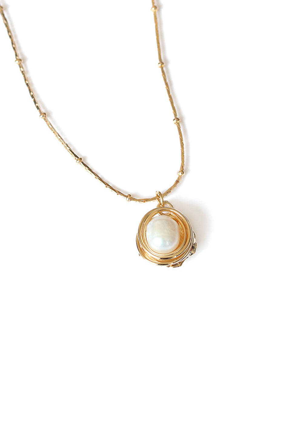 Simple Gold Plated Copper Pearl Necklace