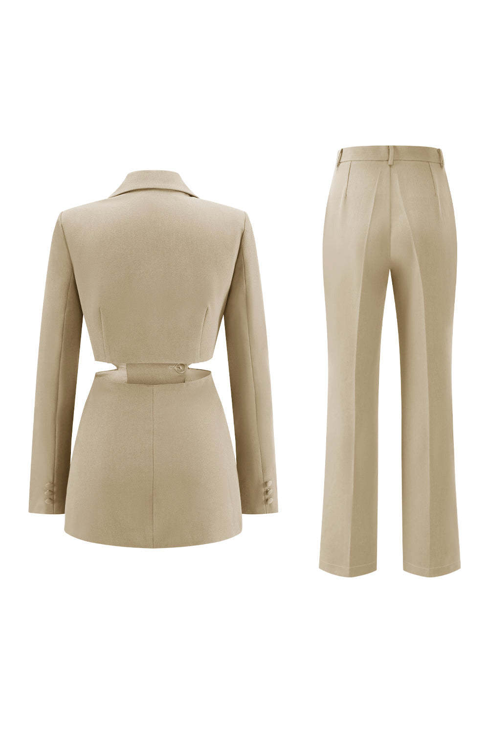 Grey Blue 2 Piece Notched Lapel Cut Out Women Prom Suits