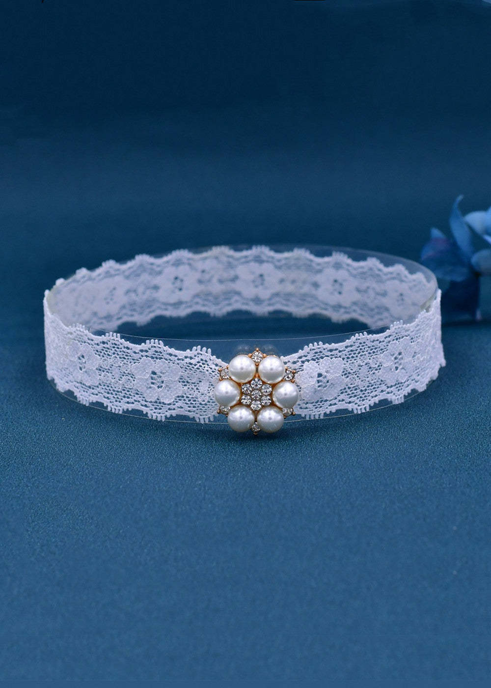Lace and Pearl Bridal Garter Set
