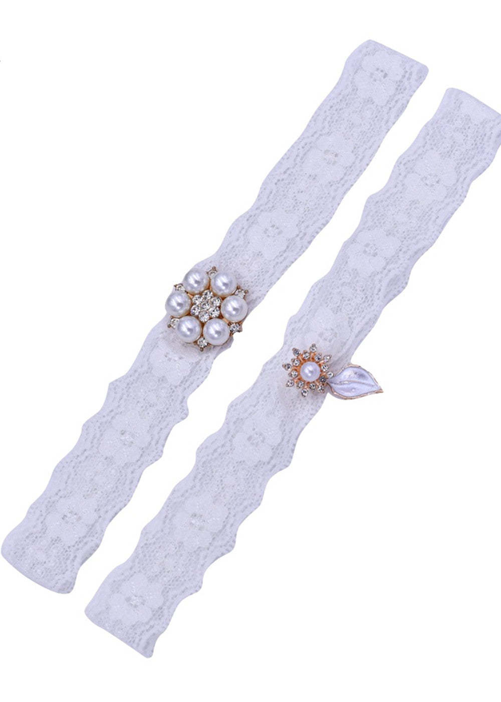 Lace and Pearl Bridal Garter Set
