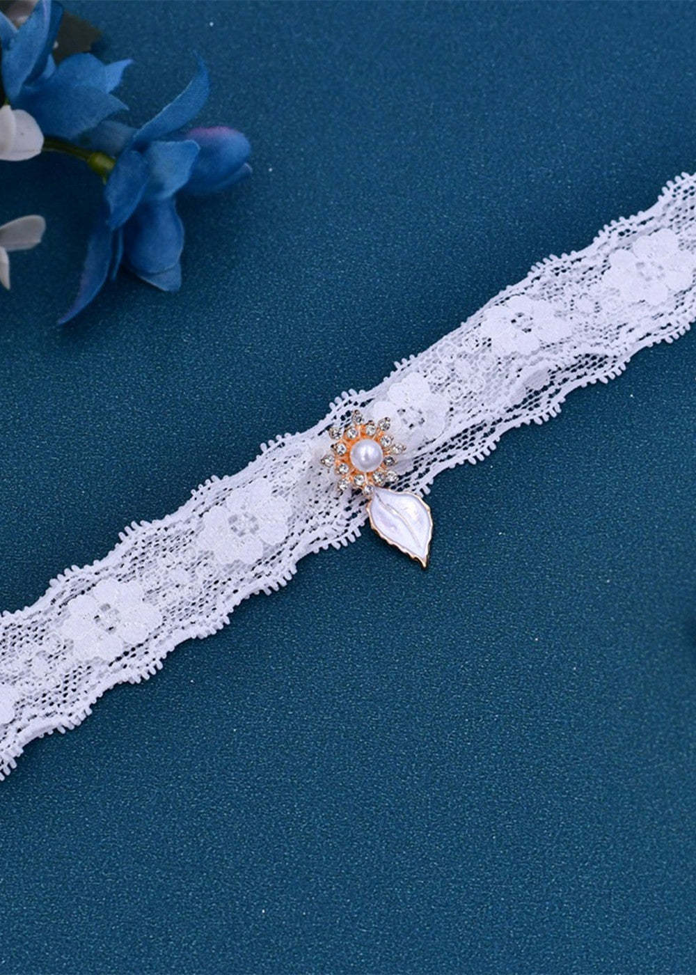 Lace and Pearl Bridal Garter Set