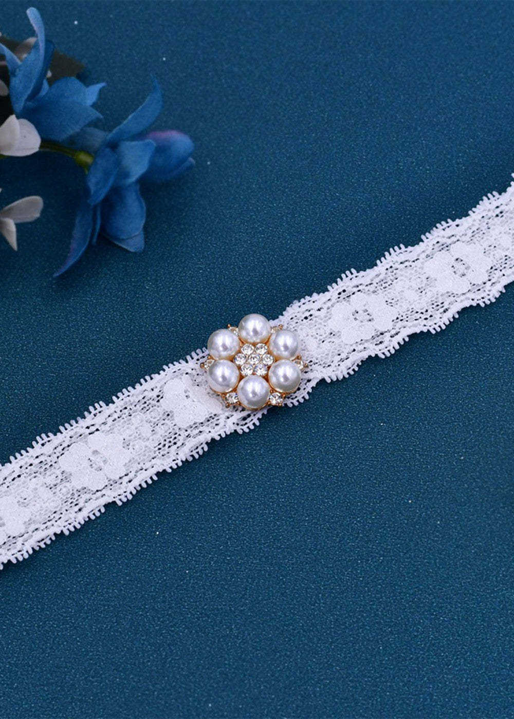 Lace and Pearl Bridal Garter Set