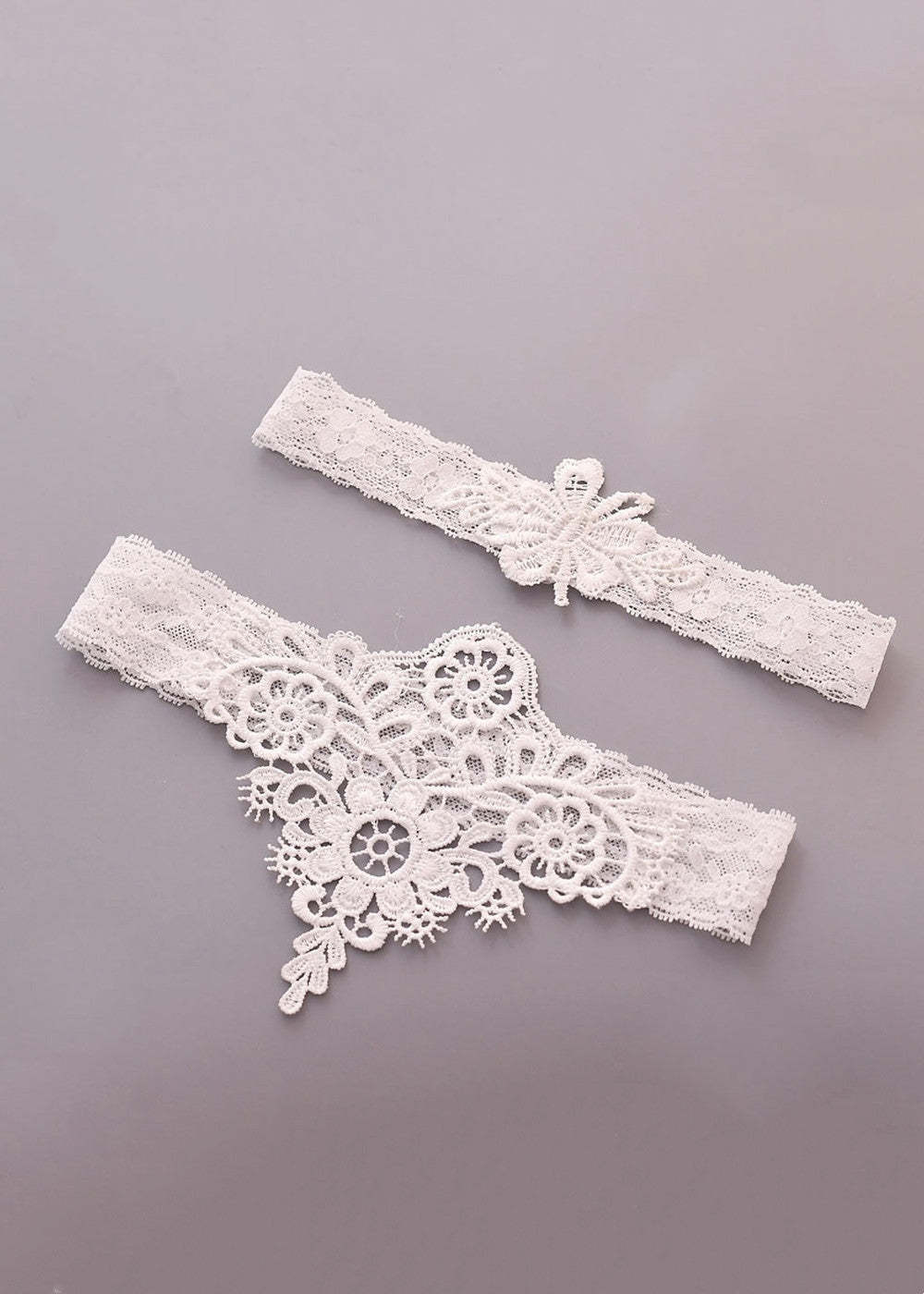 Embroidered Wedding Stretch Lace Garter Set