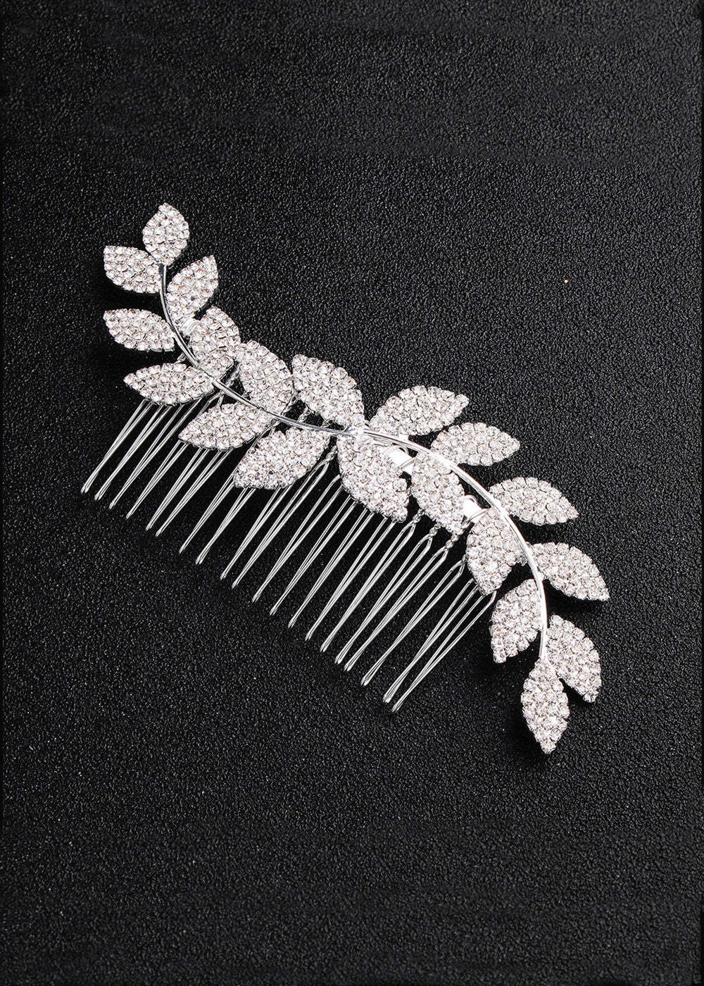 Wedding Alloy Rhinestones Willow Leaves Hair Comb
