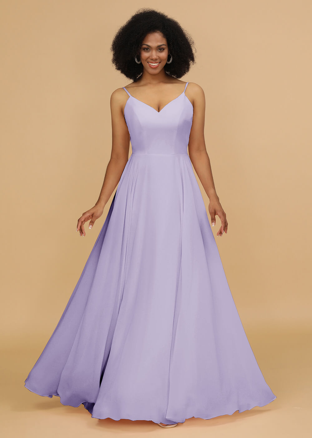 Chiffon V-neck Spaghetti Strap Bridesmaid Dress