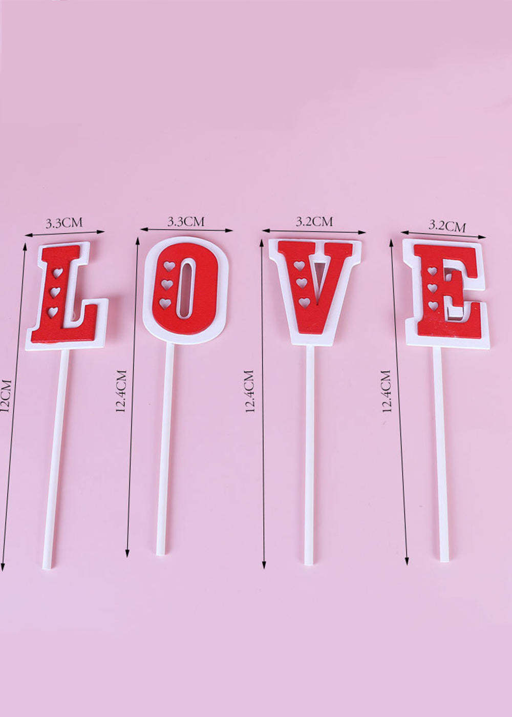 2 Sets Wooden Wedding Cup Cakes Topper Decoration