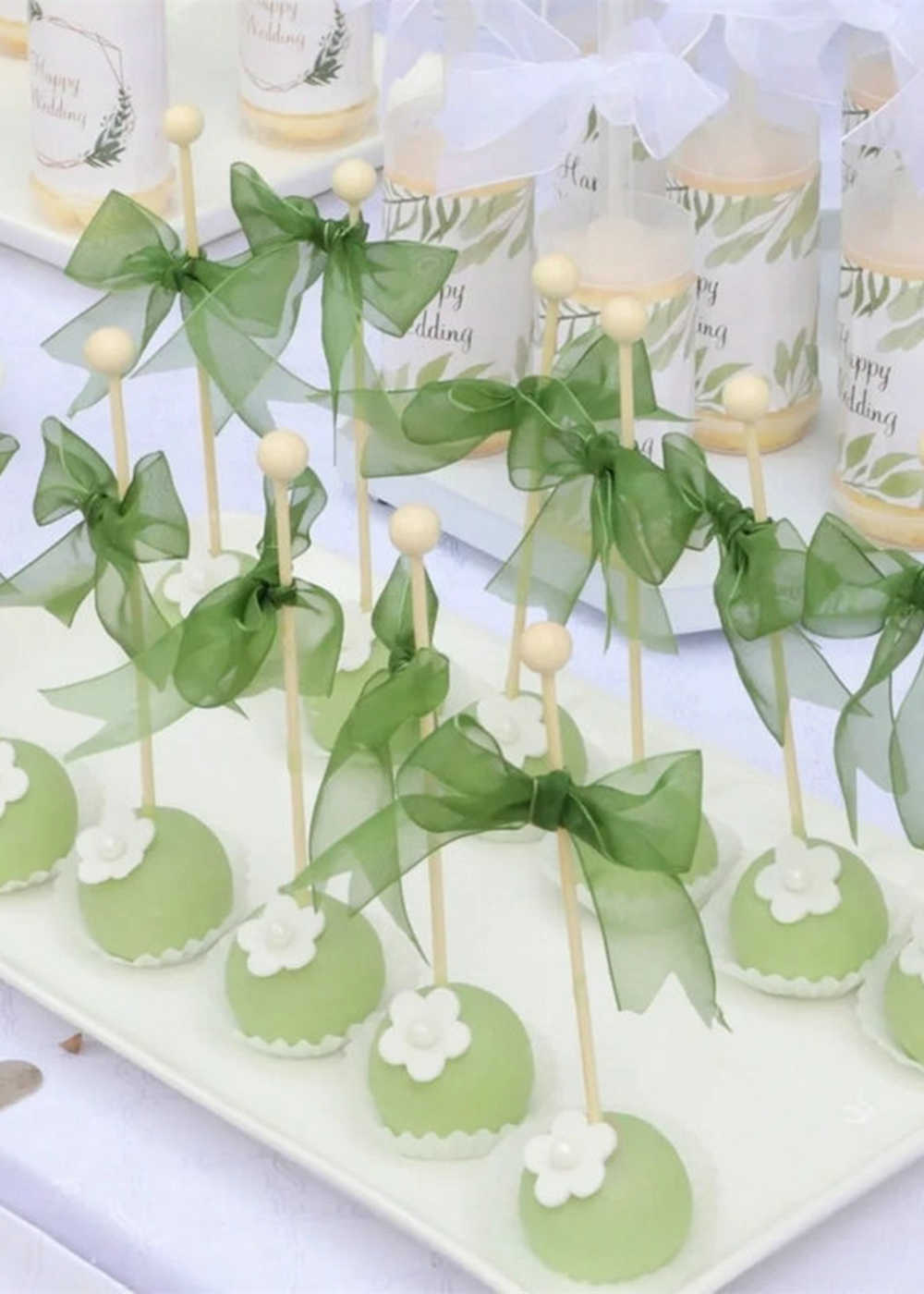 30 PCS Green Knot Bow Cup Cake Topper Decoration