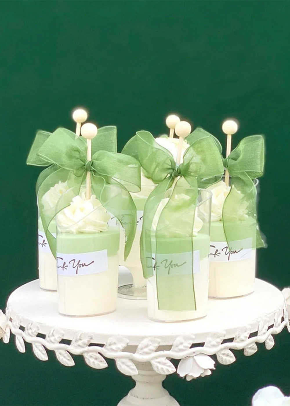 30 PCS Green Knot Bow Cup Cake Topper Decoration