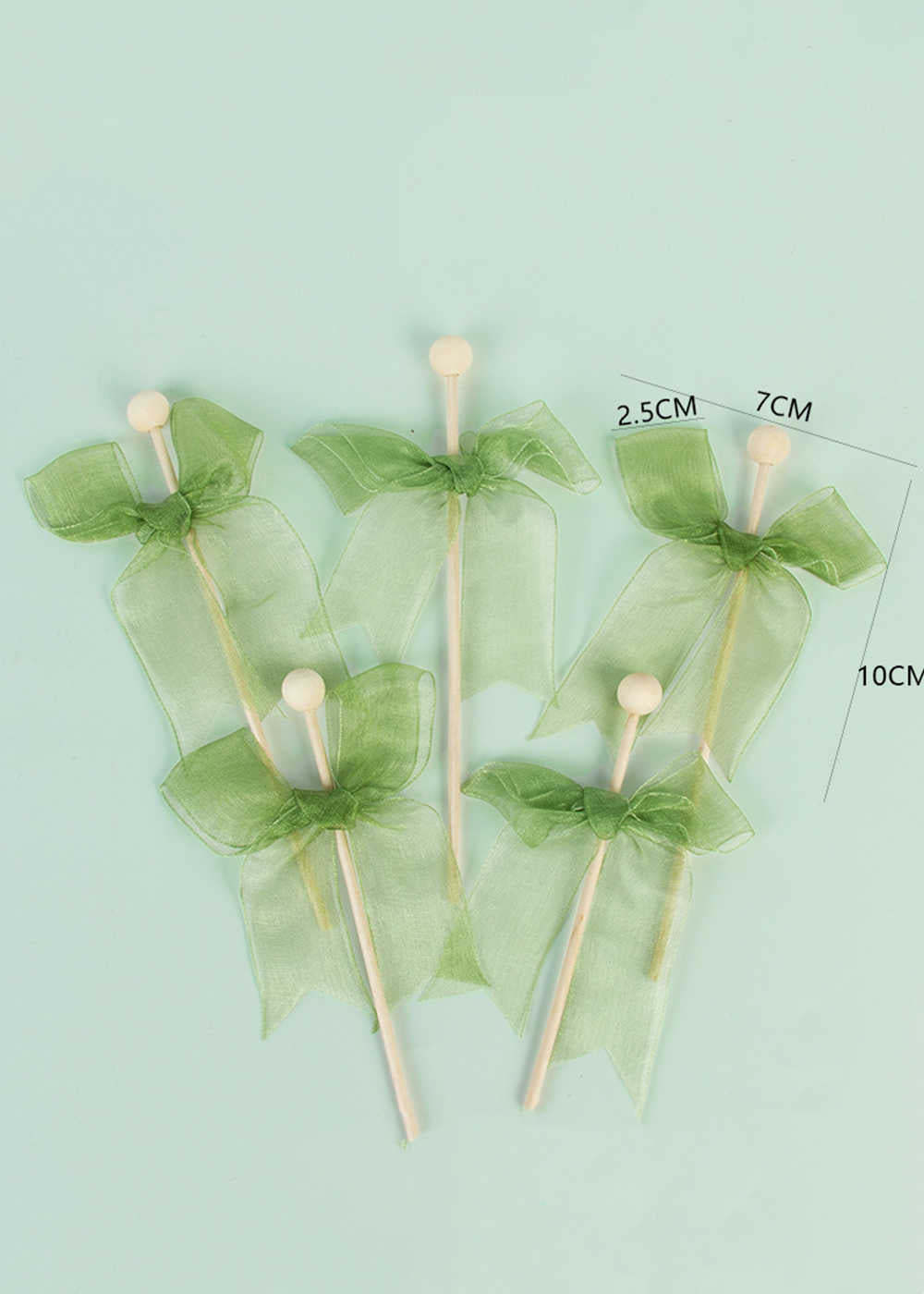 30 PCS Green Knot Bow Cup Cake Topper Decoration