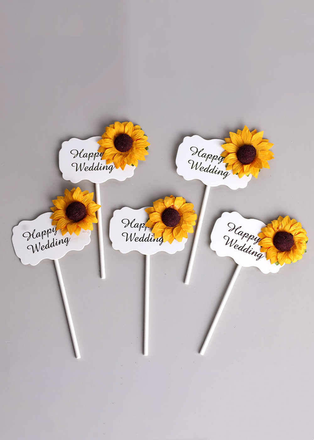 20 PCS Sun Flower Happy Wedding Cake Topper