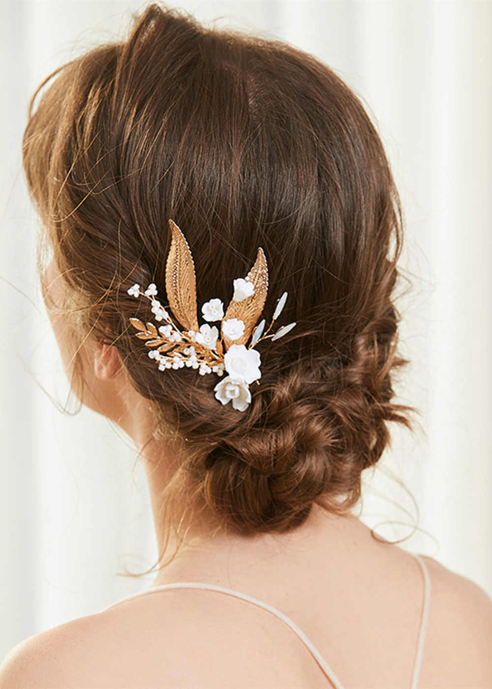 Alloy Ladies Hairpins With Rhinestone Pearl Flower