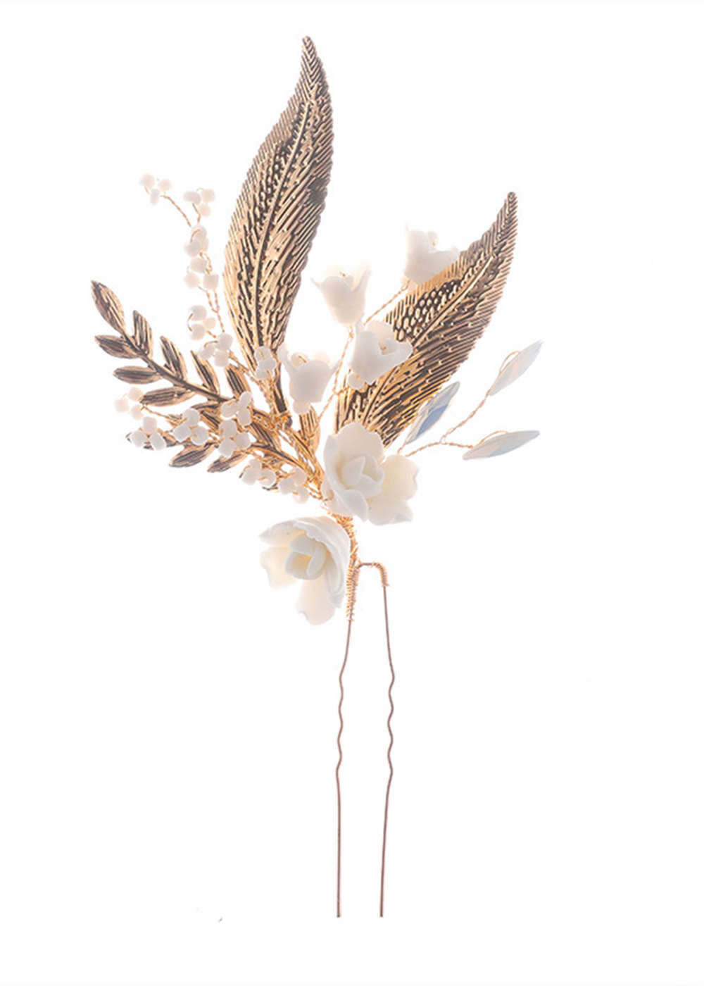 Alloy Ladies Hairpins With Rhinestone Pearl Flower