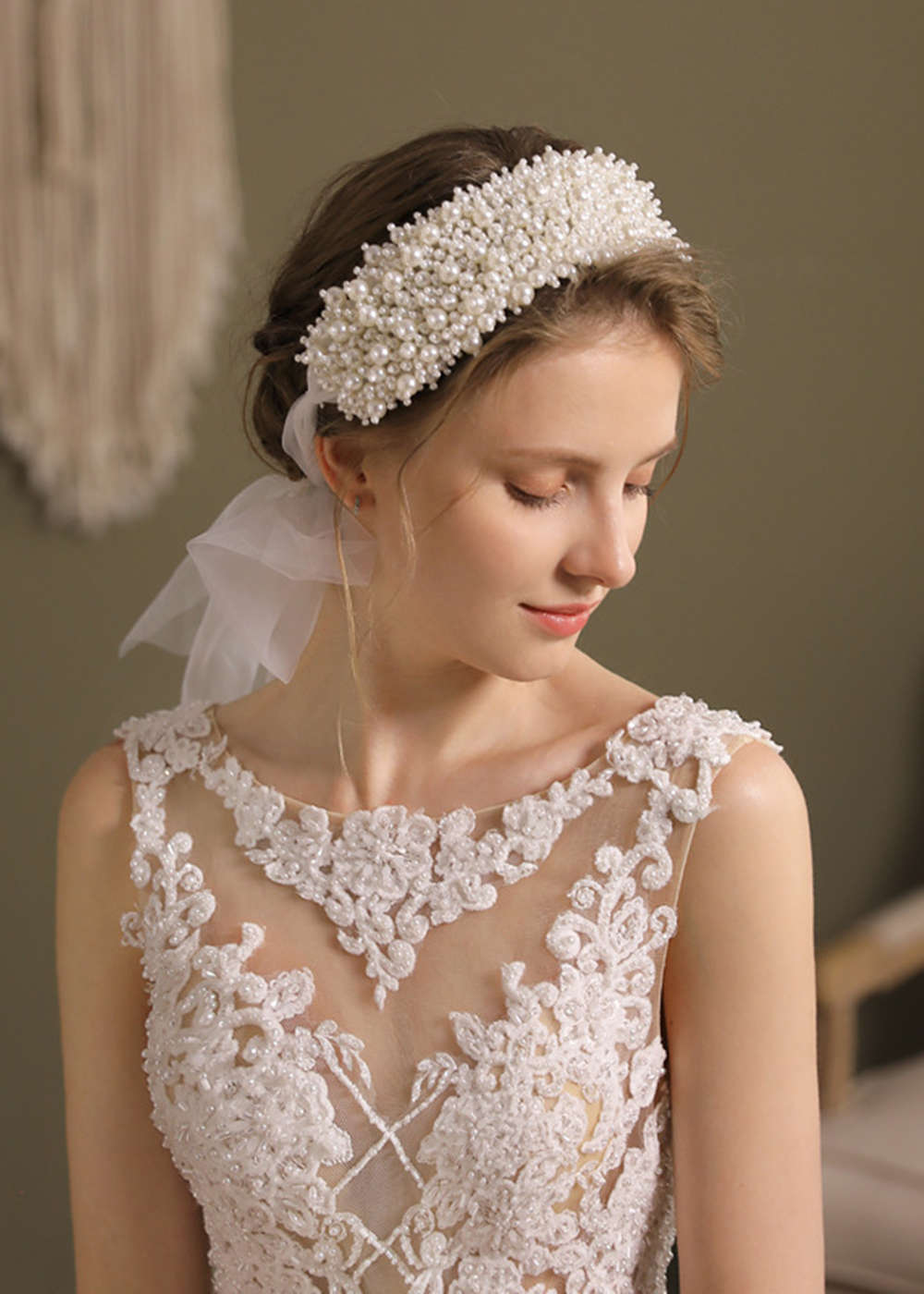 Alloy Ladies Headbands With Rhinestone Pearl