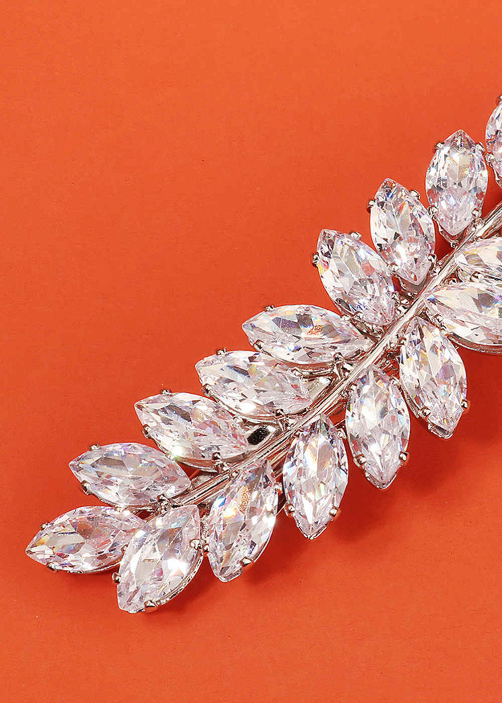 Leaf Shape Rhinestones Hair Clip