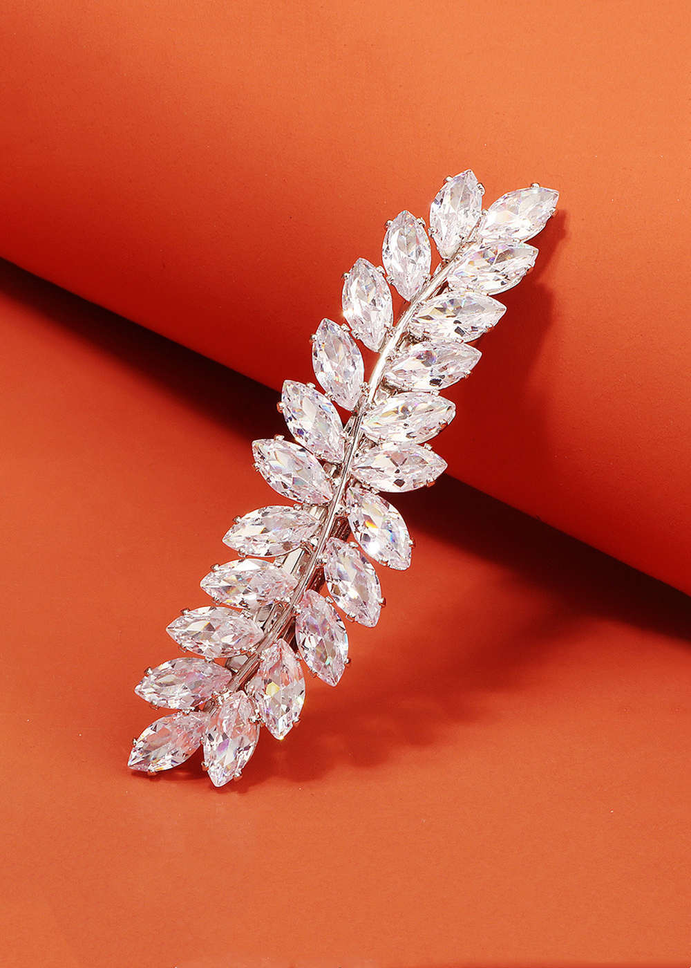 Leaf Shape Rhinestones Hair Clip