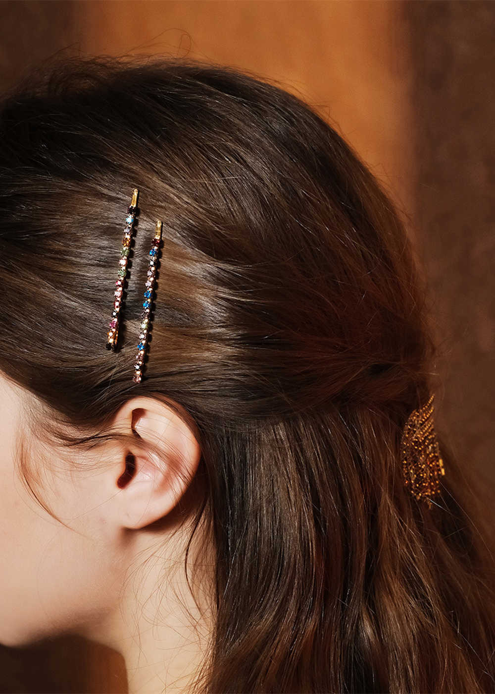 Colorful Rhinestone Hair Clip Set