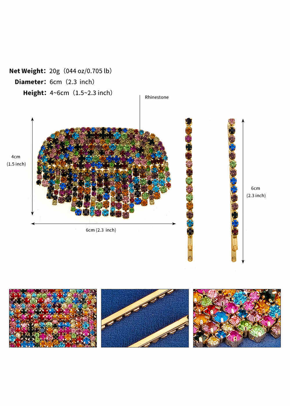 Colorful Rhinestone Hair Clip Set