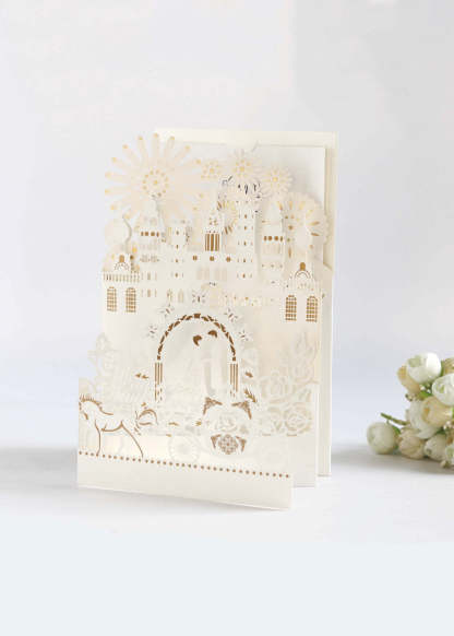 10 PCS Elegant Laser Cutout Castle Wedding Invitation