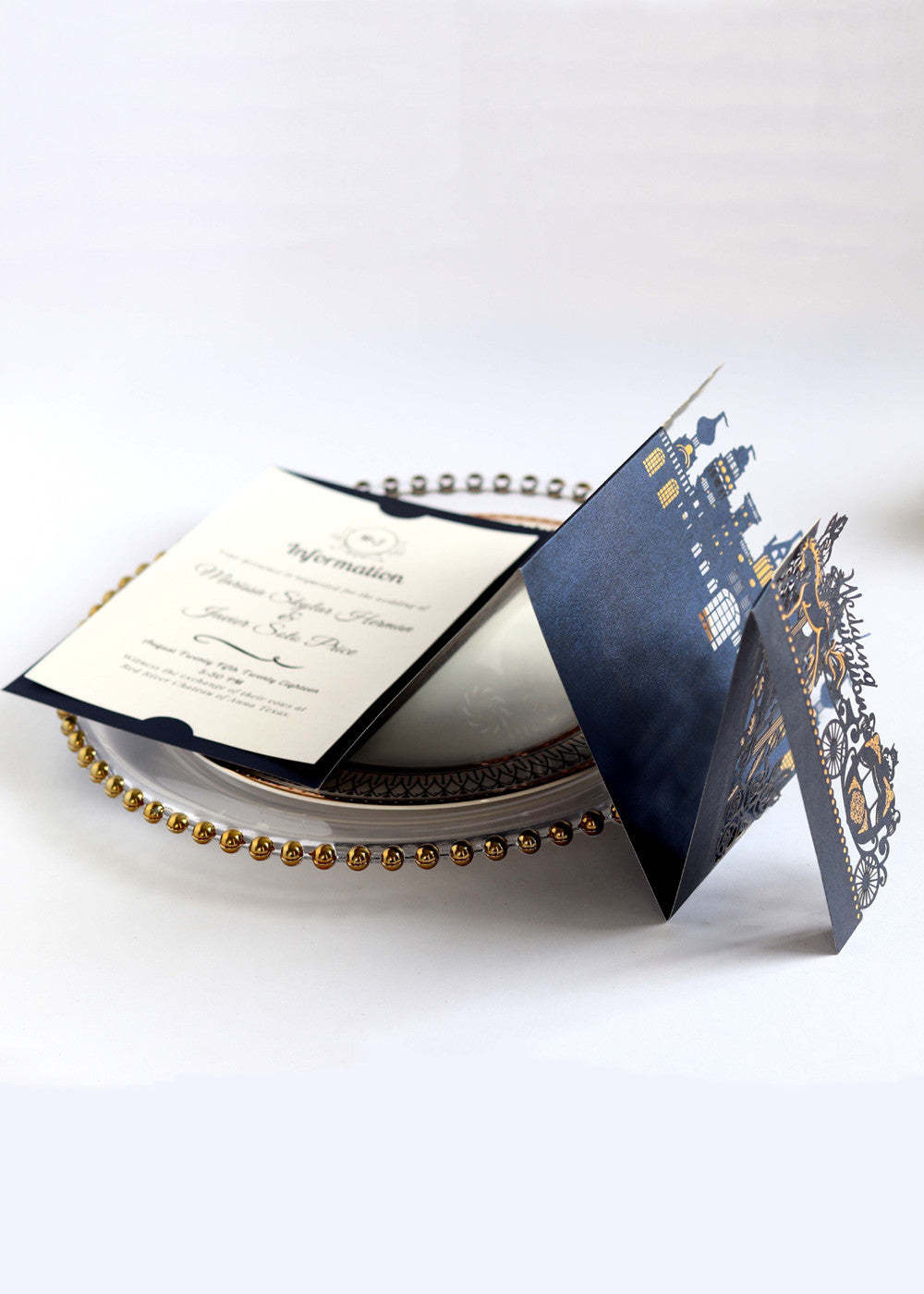 10 PCS Elegant Laser Cutout Castle Wedding Invitation