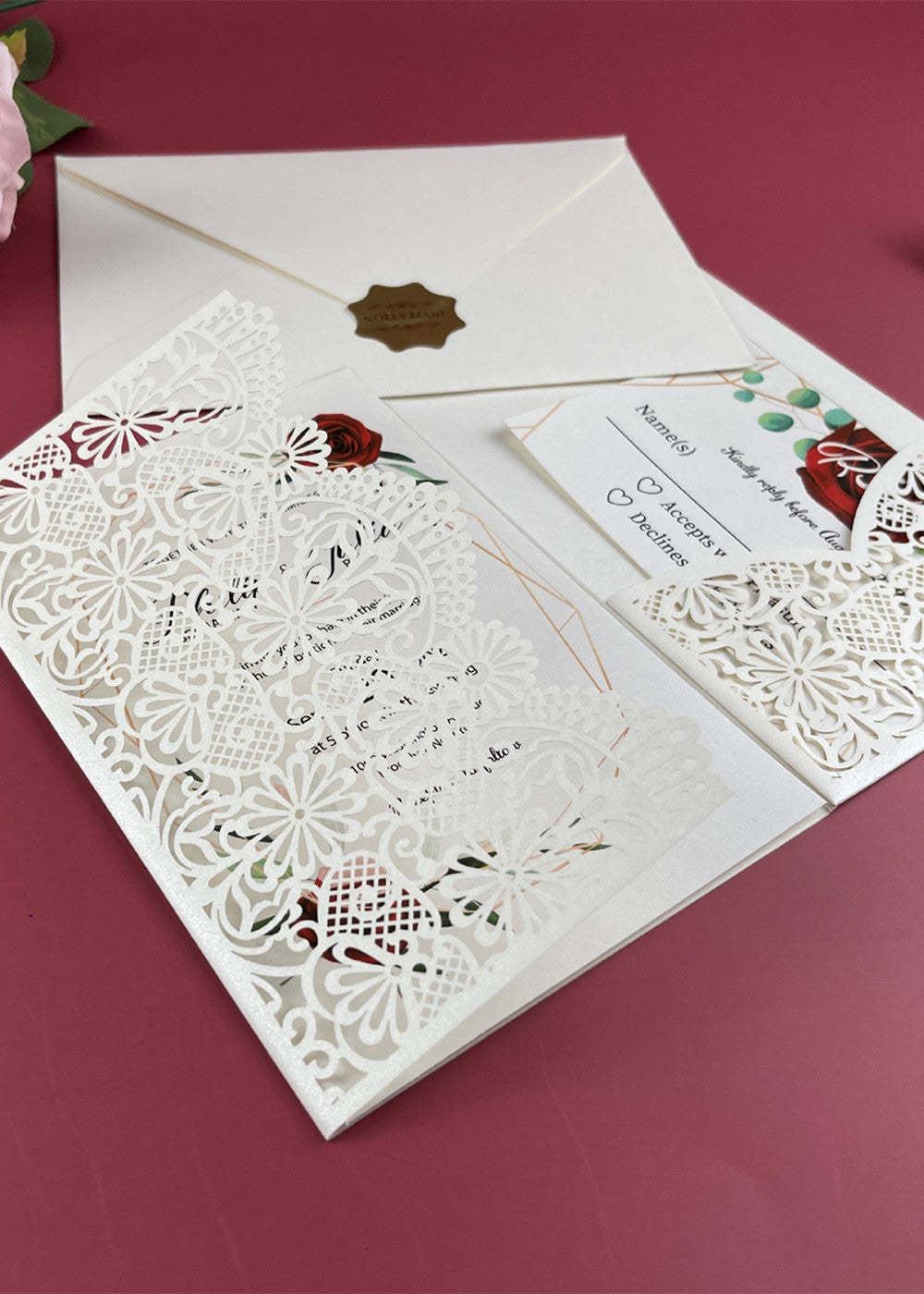 30 PCS Classic Cut Out Wedding Pocket Invitation