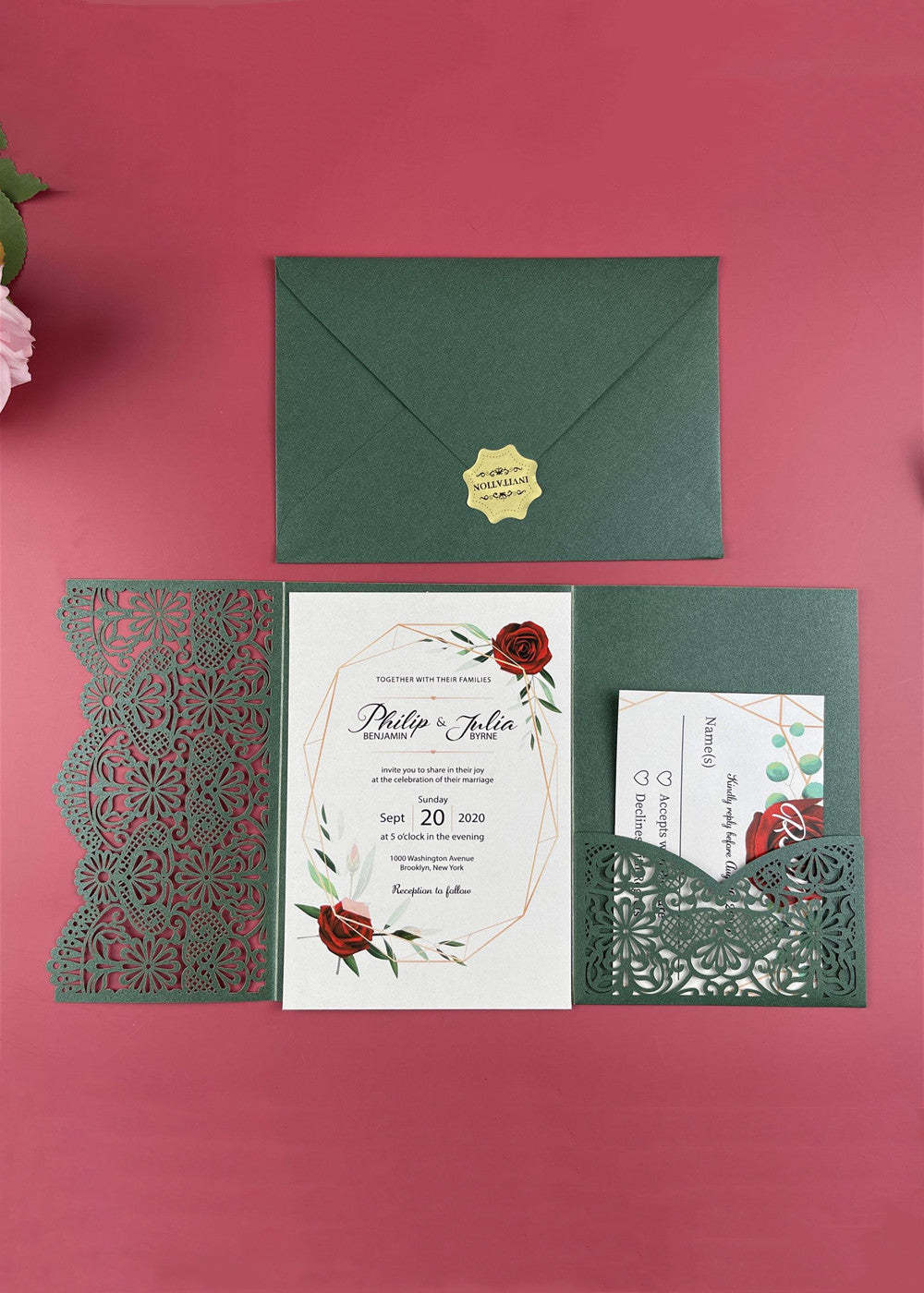 30 PCS Classic Cut Out Wedding Pocket Invitation