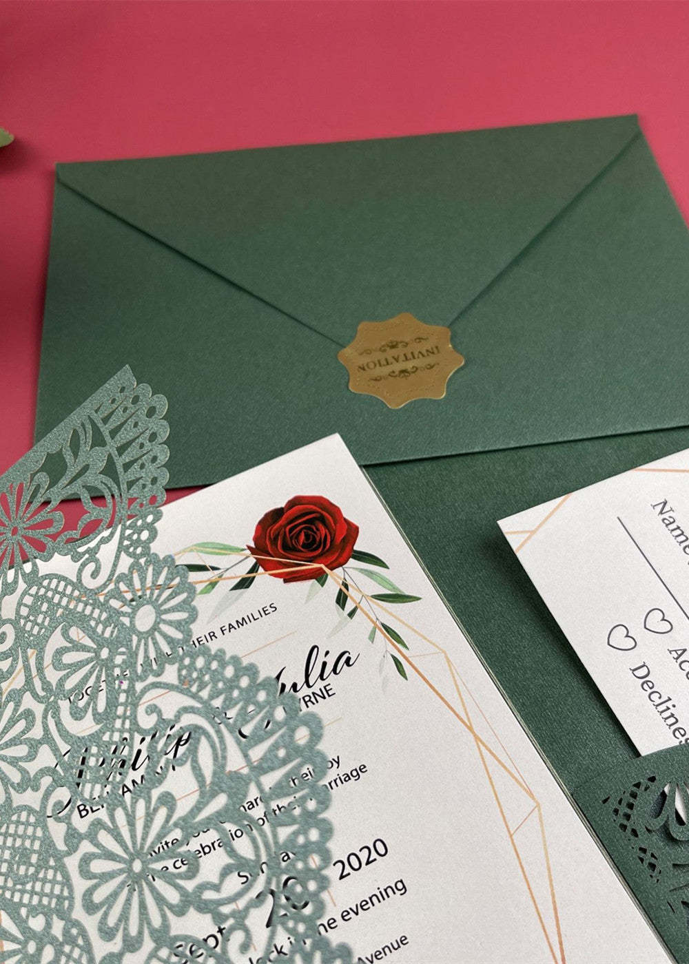 30 PCS Classic Cut Out Wedding Pocket Invitation