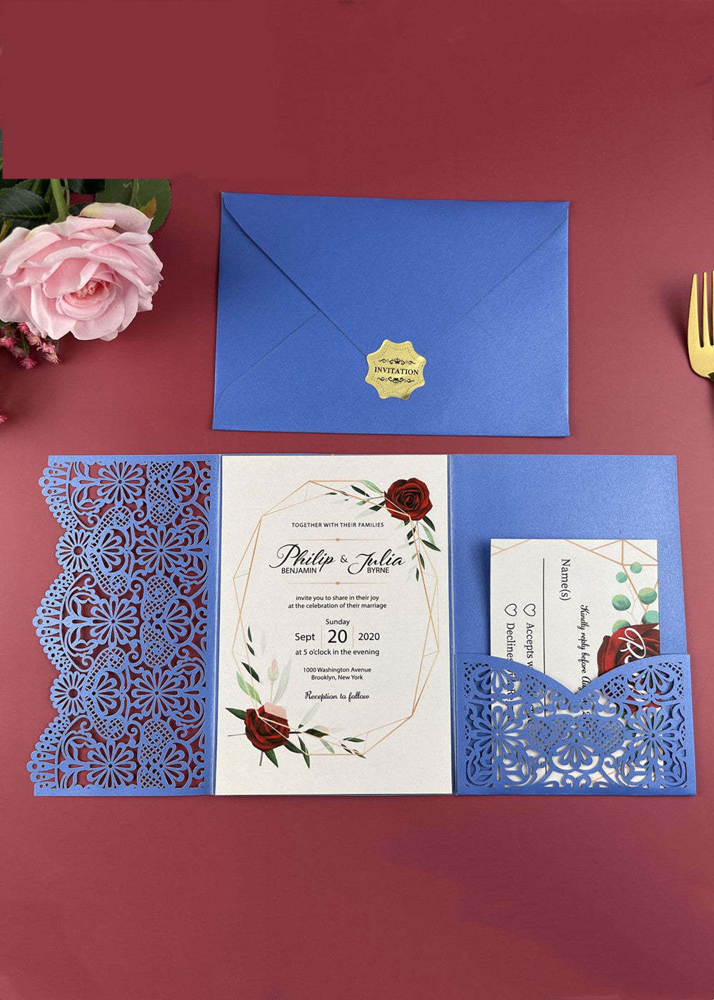 30 PCS Classic Cut Out Wedding Pocket Invitation