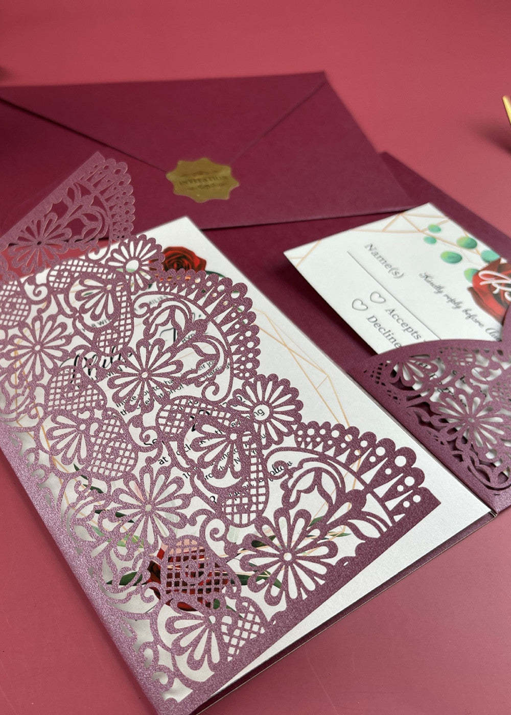 30 PCS Classic Cut Out Wedding Pocket Invitation