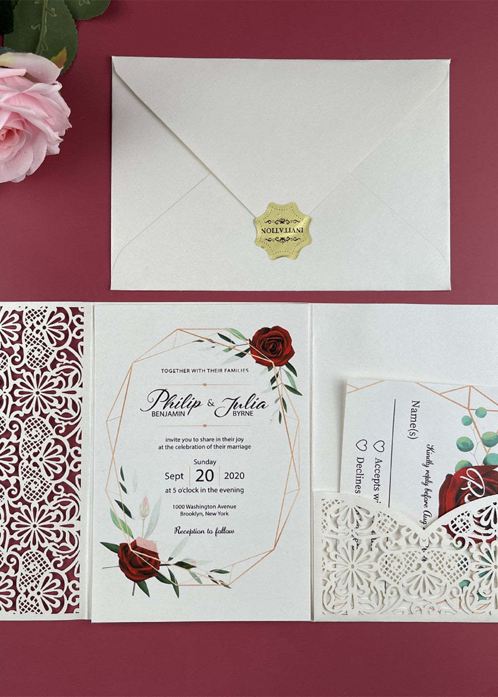 30 PCS Classic Cut Out Wedding Pocket Invitation