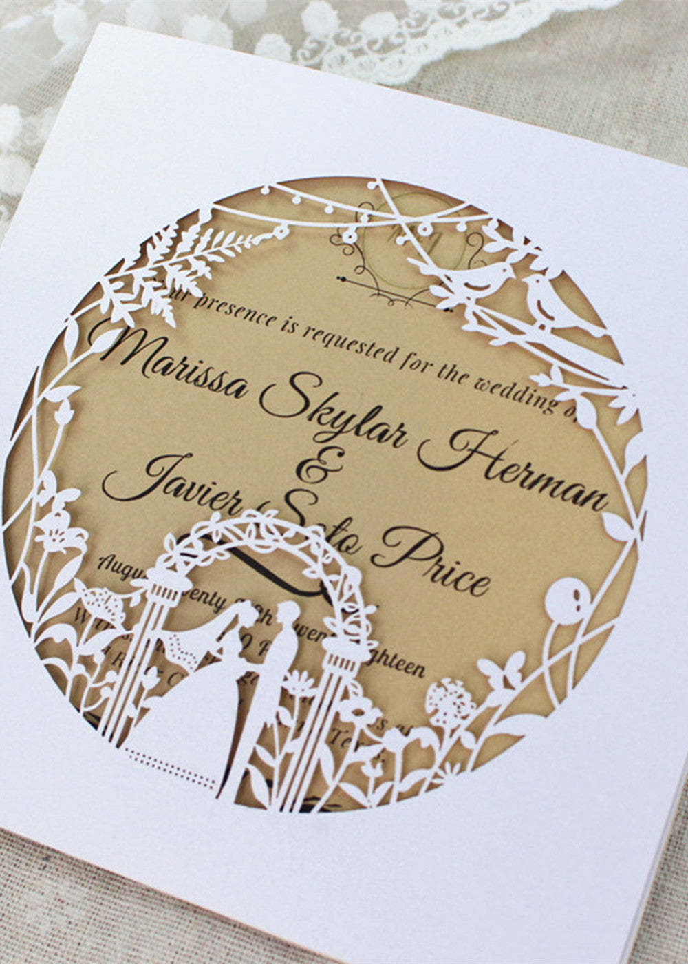 10 PCS Blue Laser Cut Out Wedding Pocket Invitation