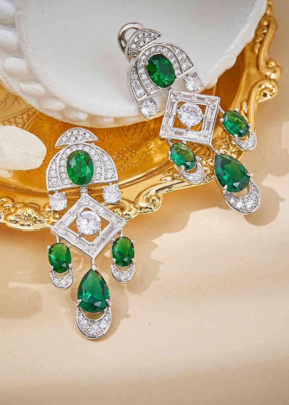Green Zircon 18K Gold Plated Copper Jewelry Set