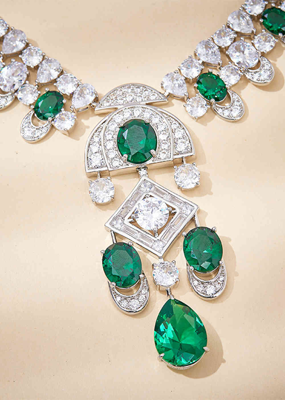 Green Zircon 18K Gold Plated Copper Jewelry Set