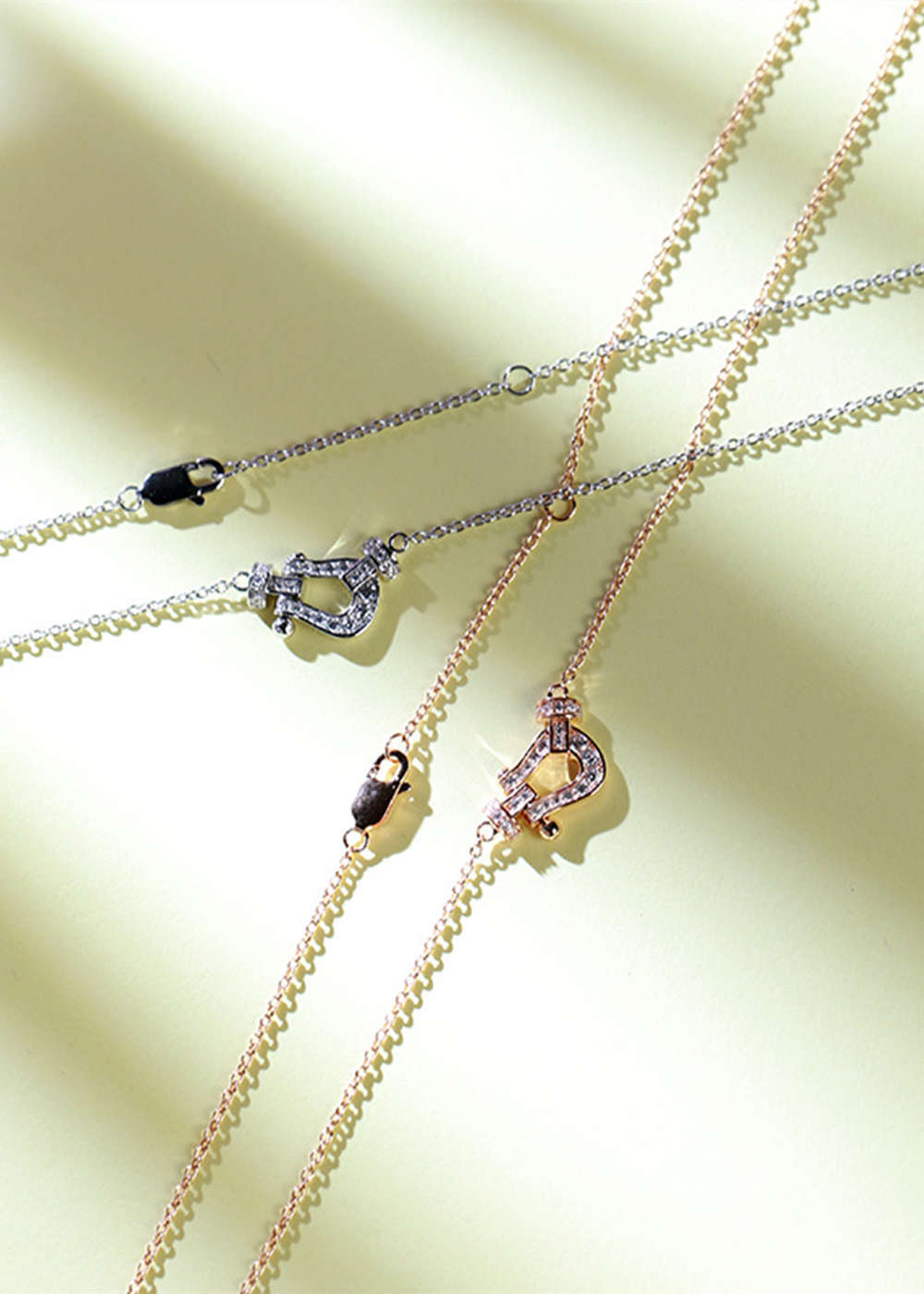 Simple Horseshoe Buckle Silver Zircon Necklace Bracelet Earrings Set
