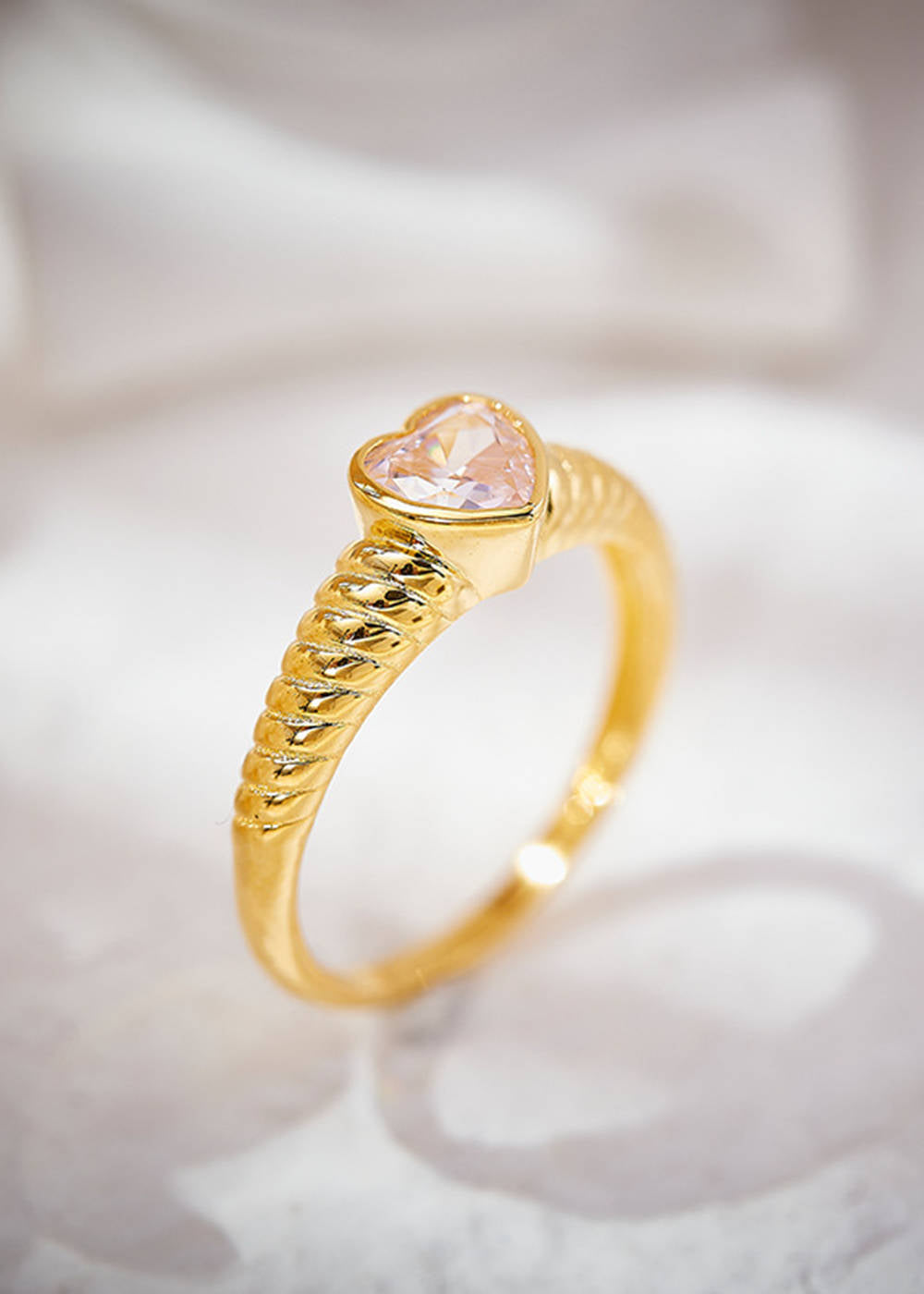 Simple Vintage Silver Heart CZ Rings for Woman