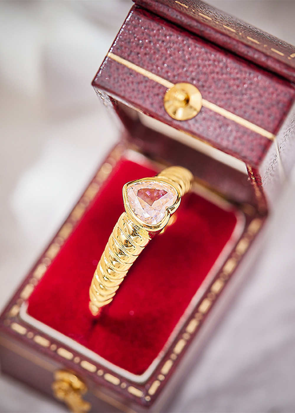 Simple Vintage Silver Heart CZ Rings for Woman
