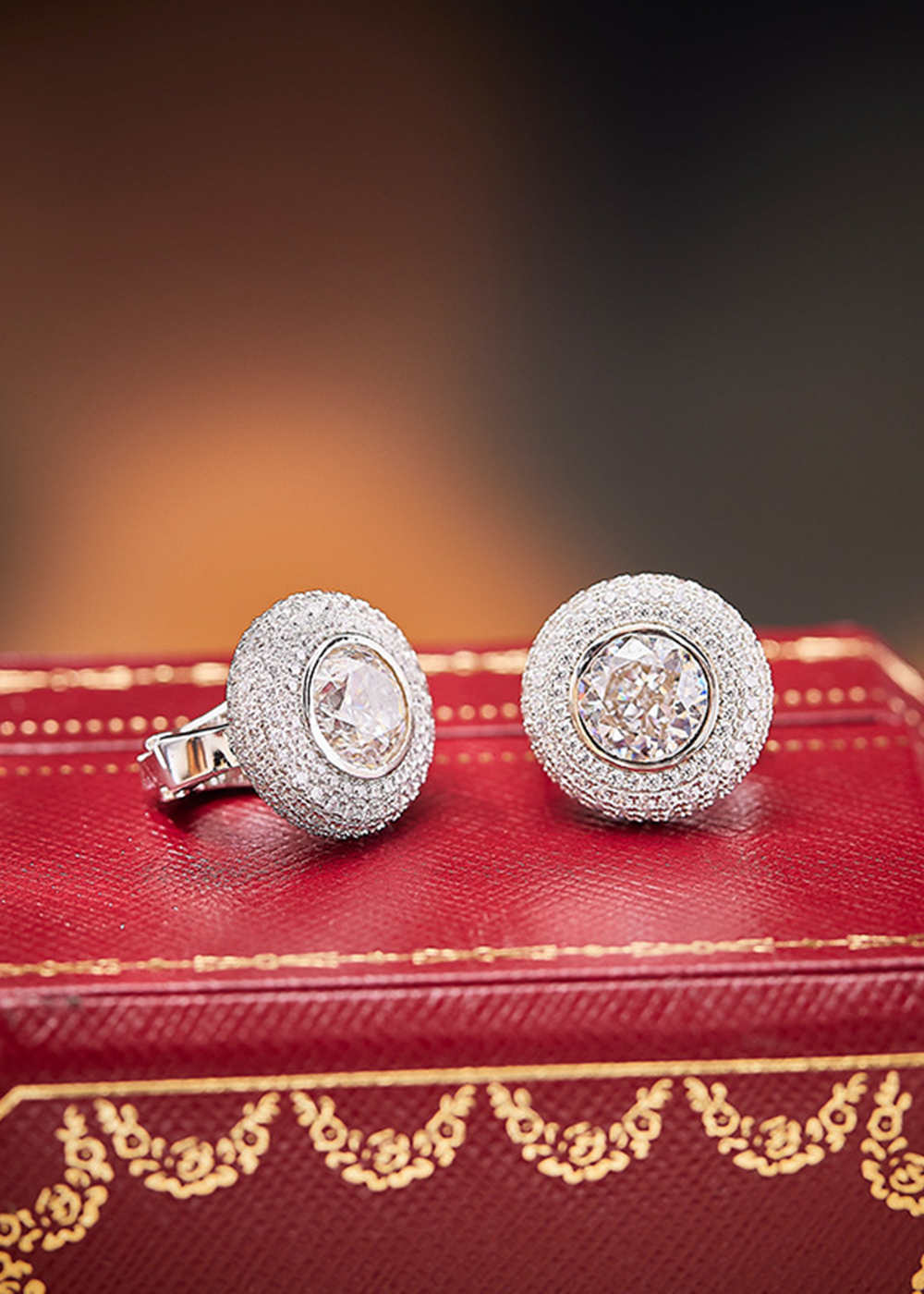 Vintage Simple Round Silver Zircon Earrings