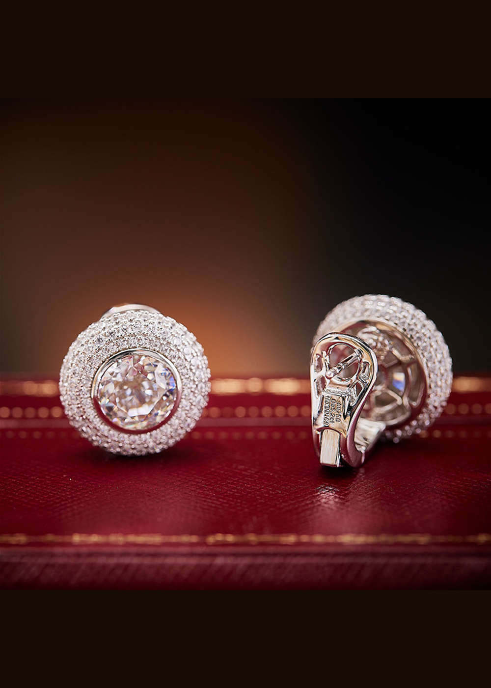 Vintage Simple Round Silver Zircon Earrings